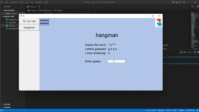 Hangman and Tic Tac Toe Game Project in Python Tkinter смотреть онлайн