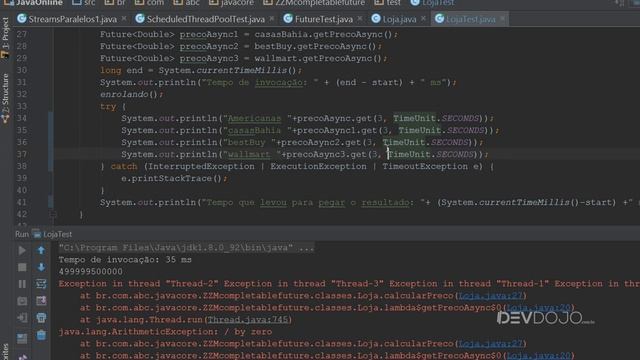 Curso Java Completo - Aula 197: Java 8 CompletableFuture pt 03, Tratamento de exceções assíncronas смотреть онлайн