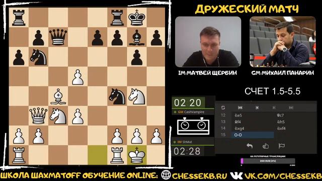 [RU] Матч IM Матвей Щербин vs GM Михаил Панарин (ShMat vs CashVampire): Шахматы на lichess.org смотреть онлайн
