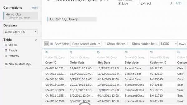 How to edit custom SQL in Tableau