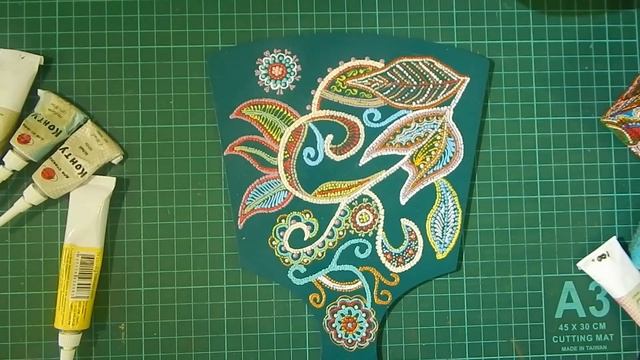 Деревянная досточка. Точечная роспись. Свободный рисунок Мастер класс. смотреть онлайн