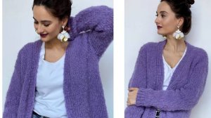 Объемный кардиган oversize спицами