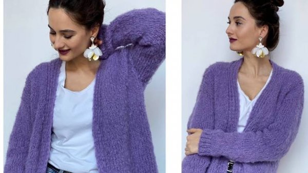 Объемный кардиган oversize спицами