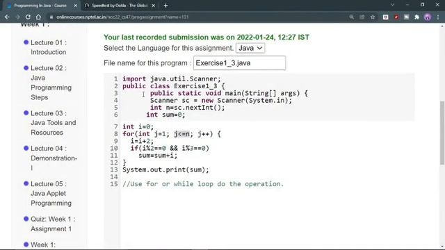 NPTEL Java Programming Assignment 3 | NPTEL Java week 1 Programming Assignment 3 смотреть онлайн