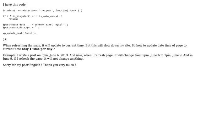 Wordpress: How to change post date only 1 time a day? смотреть онлайн