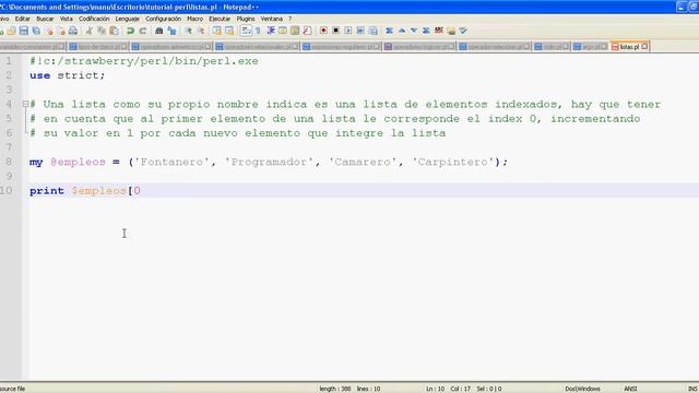 Tutorial de Perl parte 11 - Arrays: lista смотреть онлайн