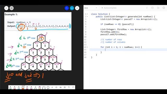 Pascal's Triangle - LeetCode 118 - Java смотреть онлайн