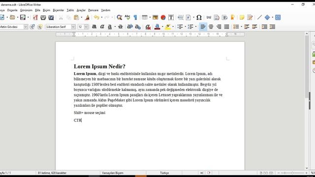 34 Ders LİbreOffice Write metin seçimi смотреть онлайн