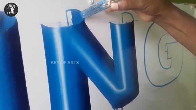 Sign Painting Pipe Design 3D Letter Writing in English Font Style - key of arts смотреть онлайн