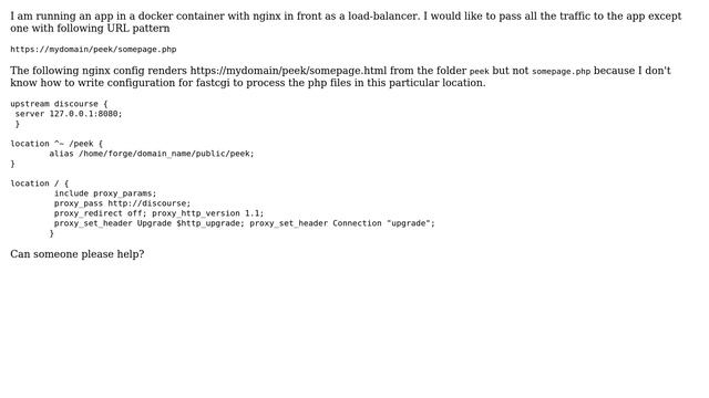 Nginx proxypass all the traffic except some that follows a particular URL pattern смотреть онлайн