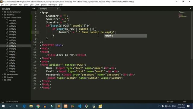 PHP Tutorial for beginners in Hindi | Required validation in PHP Forms смотреть онлайн