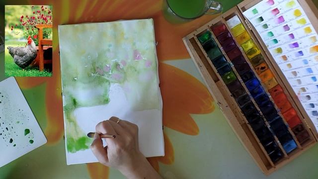 Мастер-класс #16 "Картина акварелью Курочка" Часть 1 смотреть онлайн
