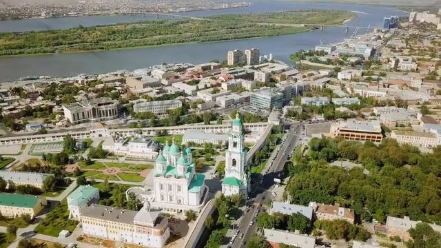 Aerial view of the Astrakhan Kremlin, historical and architectural complex. Russia, Astrakhan, From смотреть онлайн