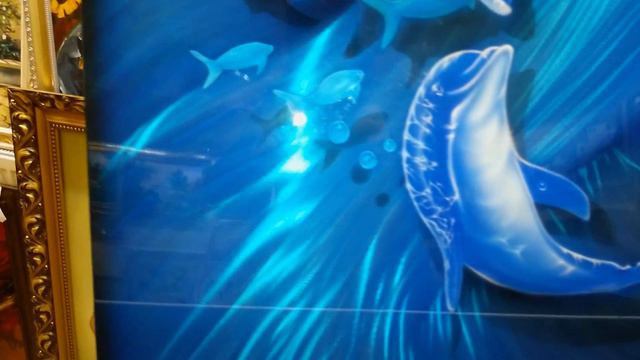 Картина с дельфинами , аэрография смотреть онлайн