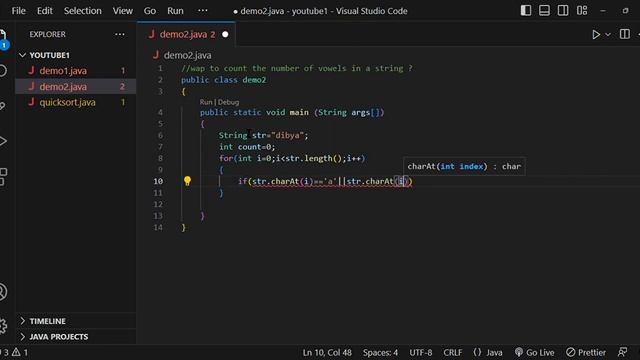 How to count the number of vowels in a string ? In JAVA смотреть онлайн