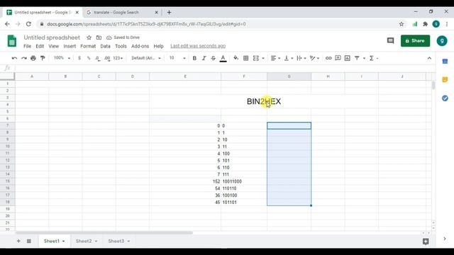 #FORMULA GOOGLE SHEET || BIN2HEX,BIN2OCT FORMULA || PART 17 || смотреть онлайн
