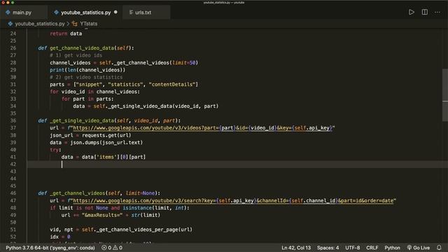 YouTube Data API Tutorial with Python - Get Video Statistics - Part 3 смотреть онлайн