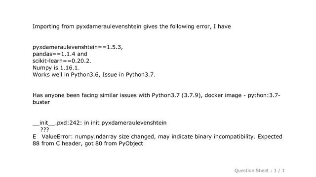 Pandas : ValueError: numpy.ndarray size changed, may indicate binary incompatibility. Expected 88 f смотреть онлайн