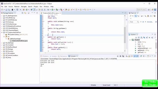 JavaCore Bài 17 Biến và Hàm Instance trong Java смотреть онлайн
