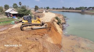 New Update Project Incredible Side Road Building Using Bulldozer KOMATSU D60P and 15ton Hino Fuso