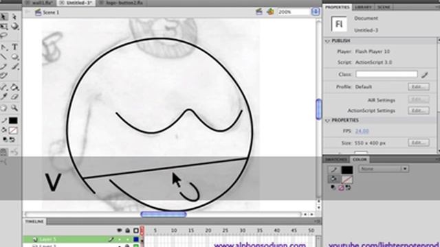 Flash Tutorial - How to copy a cartoon character from a scanned pencil drawing - Part 1 смотреть онлайн