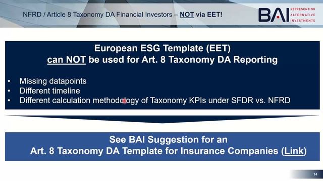 BAI Webinar: Art 8 Taxonomy DA Reporting for NFRD Investors and Alternative Investments смотреть онлайн
