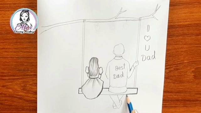 Father's Day Special Drawing/ Father's Day Poster/ Father's Day Drawing/ Father and Daughter Drawin смотреть онлайн