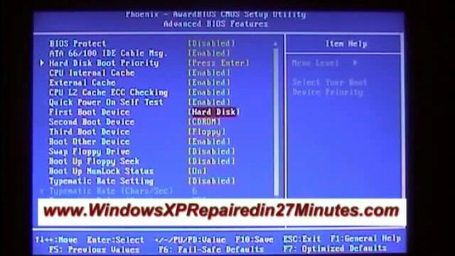 How To Change First Boot Device in BIOS To Enable Windows XP Repair Boot from CD or DVD Drive смотреть онлайн