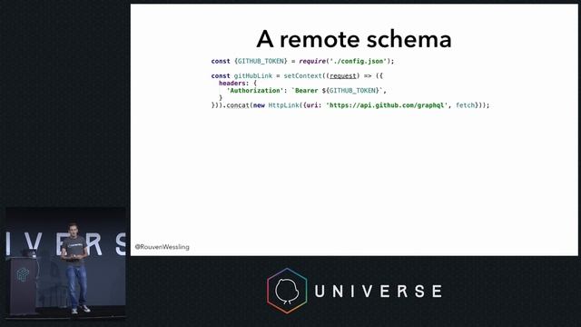 API mashup: Combining APIs using GraphQL schema stitching - GitHub Universe 2018 смотреть онлайн