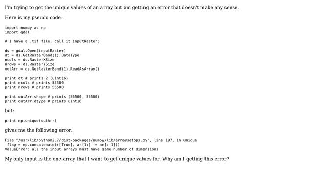 GIS: numpy.unique: ValueError: all the input arrays must have same number of dimensions смотреть онлайн