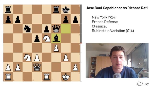 An instructive Rubinstein French by Capablanca and Réti ⎸New York 1924 смотреть онлайн
