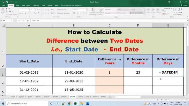 How to Calculate Difference between Two Dates in Excel | i.e., Start_Date - End_Date смотреть онлайн