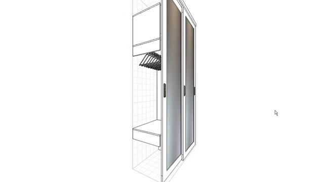 3D презентация шкафа купе, встроенного в нишу прихожей 1240*2680*600 мм. смотреть онлайн
