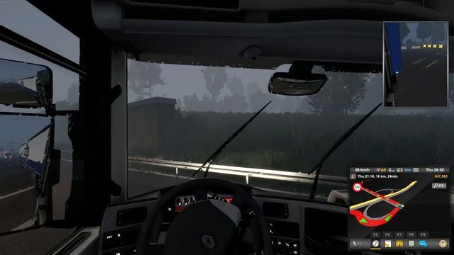 ETS 2 Hauling cargo trough a verry rainy day (what a beautiful game) . Thrustmaster tgt2 смотреть онлайн