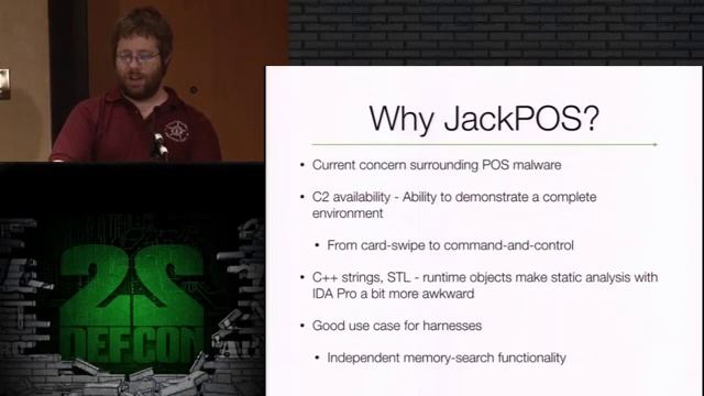 DEF CON 22 Instrumenting Point of Sale Malware A Case Study in Communicating Malware Analysi смотреть онлайн