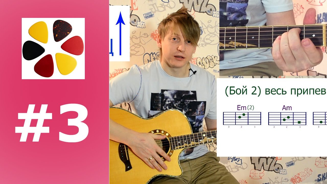 Обучение игре на гитаре (урок3 как быстро переставлять аккорды использовать разные бои/ нам с тобой смотреть онлайн