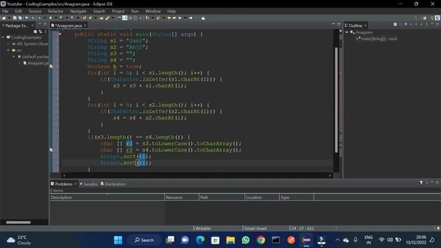 Java Program to Check if two strings are Anagram смотреть онлайн
