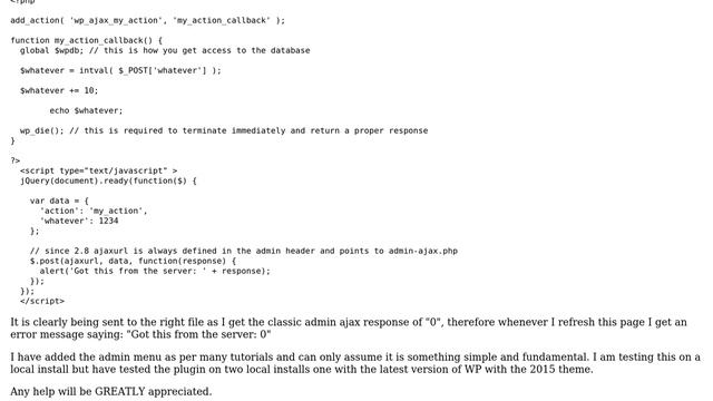 Admin AJAX doesn't work in plugin admin page - Even though code is copied verbatim from... смотреть онлайн