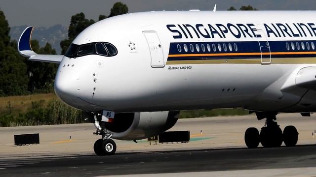 Singapore Airlines Airbus A350-941 Takeoff From Barcelona El Prat Airport