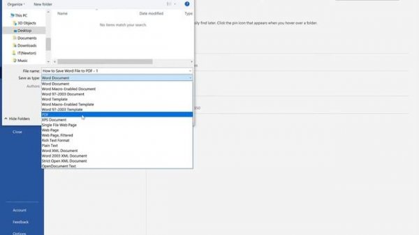 Step by Step: How to convert/save word document to pdf windows 10 - Word 2016 - Word 2019