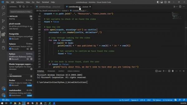 Running python files with the "Run Button" in VS Code