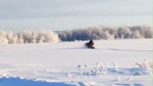 Обзор поездки по глубокому снегу на мотобуксировщике МУЖИК