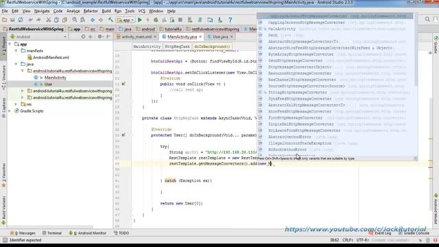 JSON RESTful web services with Spring for Android - Android Studio Tutorial for Beginners смотреть онлайн