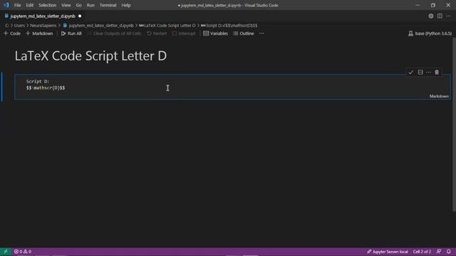 Jupyter Notebook | Markdown | LaTeX | How to Add A Script Letter D Using LaTeX Code смотреть онлайн