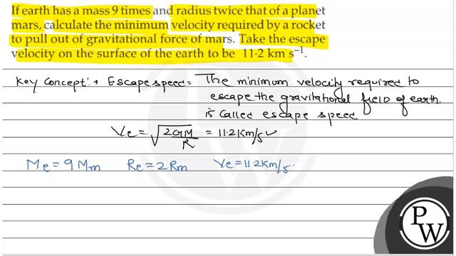 If earth has a mass 9 times and radius twice that of a planet mars,... смотреть онлайн
