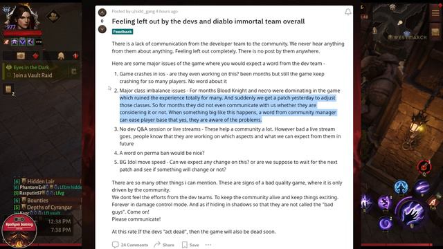 Communication From Dev-Team and Community Manager Is Dead For DIablo Immortal смотреть онлайн