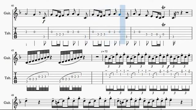 Spring KARAOKE Tab Sheet Music for Guitar F Major Vivaldi Four Seasons смотреть онлайн