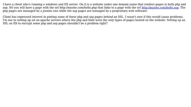 SSL on an IIS server that has renders php AND asp? смотреть онлайн