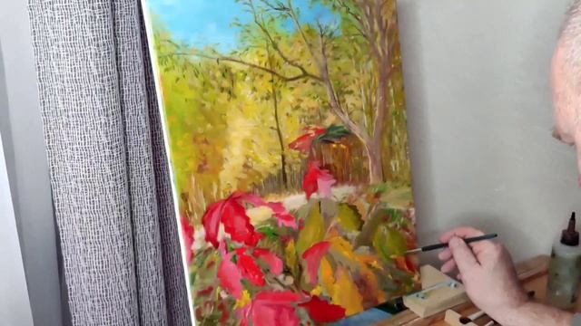 YuriyKozlov Art autumn young oaks,painting oil/ осень молодые дубки (часть 2) смотреть онлайн