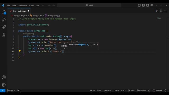 Java Program Array Add The Number User Input For Visual Studio Code (VS Code) #coding смотреть онлайн